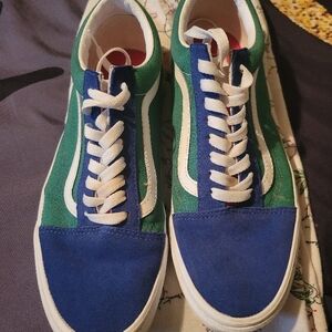 Green and Blue Sneakers with White Accents